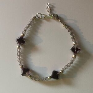 Elegant Purple and Silver Beaded Bracelet